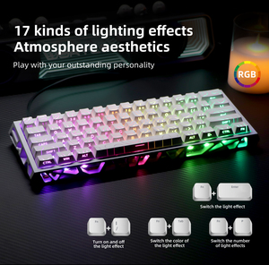 Clavier mécanique filaire Kavlorn N61 60% avec éclairage mixte, 61 touches, mini clavier espagnol fin pour <span class=keywords><strong>jeux</strong></span> et ordinateur de bureau, anti-ghosting - Product Image 5