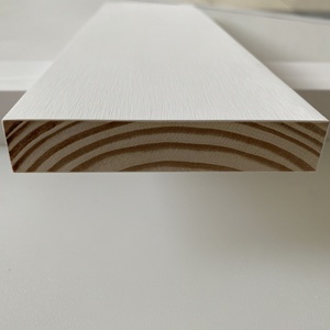 Flat Baseboard Wholesale Decorative Wall Molding S4S Board Radiata Pine Board FJ <b>Primed</b> Wood Moulding - Product Image 1