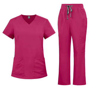 42342 Nuevos pantalones microacampanados, delgados y de secado rápido, cuello en V, color liso, para el club dental, ropa de lavado a mano y uniformes de enfermera - Product Image 3