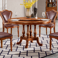 Table de salle à manger ronde en bois massif au design moderne américain avec plateau rotatif Ensemble de chaises haut de gamme pour hôtels et familles