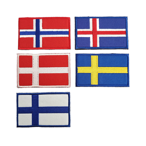 Patchs de drapeaux brodés en tissu en gros d'Islande, du Danemark, de Finlande, de Norvège, de Suède pour la décoration, patchs en dentelle PVC - Product Image 1
