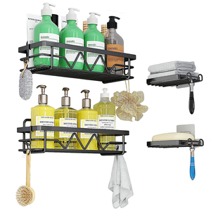 Estante de <span class=keywords><strong>Baño</strong></span> Autoadhesivo Negro, 2 Unidades, Organizador de Ducha, Cesta de Almacenamiento <span class=keywords><strong>para</strong></span> Ducha <span class=keywords><strong>Sin</strong></span> Perforaciones - Product Image 4