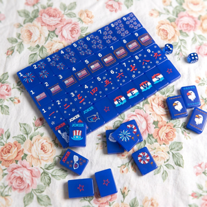 Juego de Mahjong Americano de Acrílico Azul con Temática Patriótica, con Patas de Acero Inoxidable, para 4 Jugadores, Réplica de Oh My Mahjong en Venta - Product Image 4