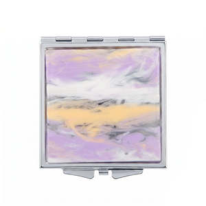 Square Metal Compact <b>Mirror</b> <b>Acrylic</b> Pattern Inlay Marble Texture Dual Sided Folding Pocket Makeup <b>Mirror</b> Custom Logo Bulk - Product Image 2