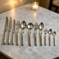 Ensemble de couverts de luxe Rome Pillar en acier inoxydable 304 forgé, finition miroir, pour mariage, hôtel et restaurant (couteau, fourchette, cuillère)