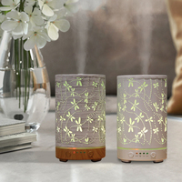 Diffuseur d'huiles essentielles 100 ml, diffuseur d'arômes à brume froide, humidificateur, diffuseur de parfum libellule avec protection d'arrêt automatique