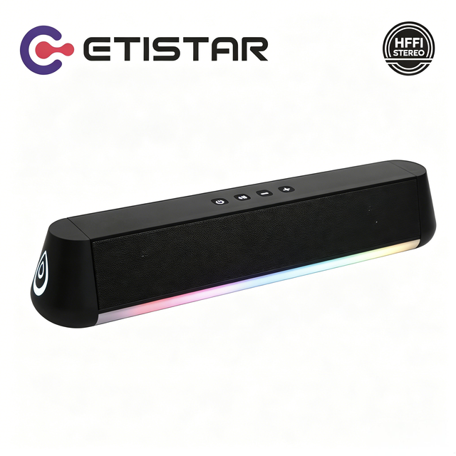 ETISTAR Home Theater System 2.0ch Wireless Soundbar 3D Surround Pulse Lighting RGB Optical 40W Peak Power for TV Smartphone