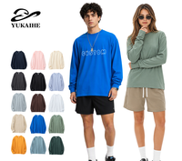 T-shirt à manches longues en coton personnalisé 250G, impression de t-shirts personnalisés pour hommes, col rond, logo personnalisé, chemises à manches longues pour hommes