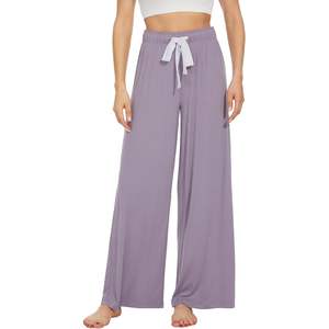 Pantalon de pyjama personnalisé pour femme en viscose de bambou, coupe palazzo à jambe large, ample et confortable, pour le sommeil et la détente, tailles S à XXL - Product Image 1