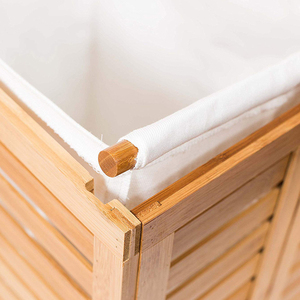 Meubles pour salle de bain Panier <span class=keywords><strong>à</strong></span> <span class=keywords><strong>linge</strong></span> pliant en bambou Panier de rangement pour vêtements sales avec doublure et poignées - Product Image 5