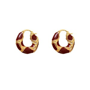 <span class=keywords><strong>Orecchini</strong></span> da donna in acciaio inossidabile con smalto a goccia effetto lava, stile retrò esagerato, accessori gioiello - Product Image 4
