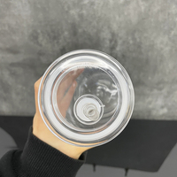 Canette de bière soda transparente en plastique acrylique de 16oz gobelet à boire en plastique transparent avec couvercle en bambou ou couvercle en plastique et paille