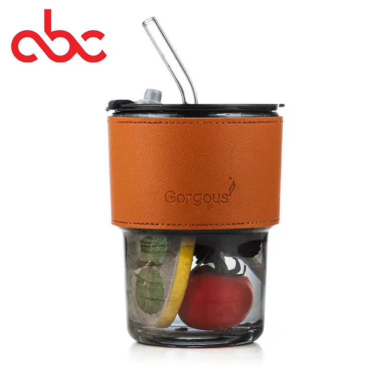 Customize Logo Iced Coffee Glass Mugs Tumbler Cup With Lid And Straw Glass Beer Can Glass Coffee Mugs Travel Mug