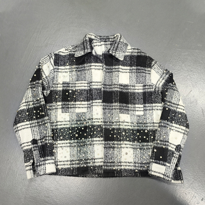 Wholesale Custom Black <strong>White</strong> Checked <strong>Flannels</strong> Men's Button up Plaid <strong>Flannel</strong> Gem Pearls <strong>Flannel</strong> Shirts - Product Image 3