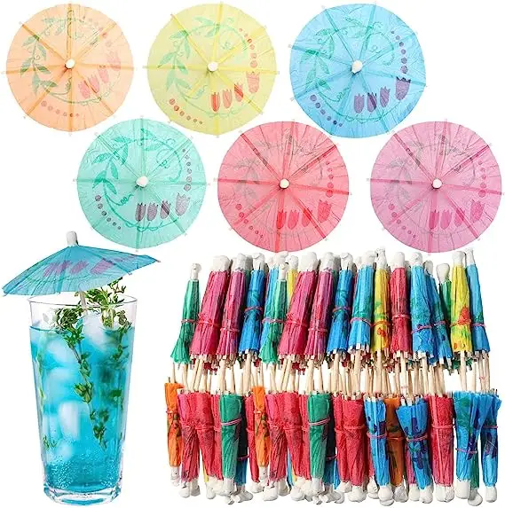 Palitos de cóctel, paraguas para bebidas para verano, boda Tropical, adornos para cupcakes hawaianos, sombrilla, paraguas de cóctel, selecciones