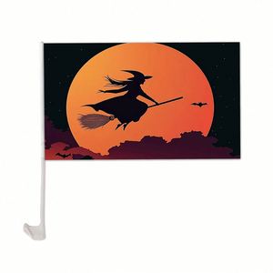 Bandera de Halloween para Auto de 12x18 Pulgadas con Asta de Plástico de 45CM, Accesorio Decorativo para Ventanas de Automóviles - Product Image 1