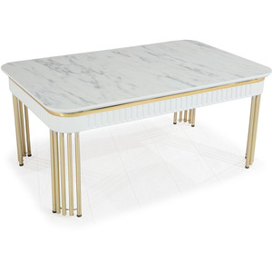 Mesa de Centro Moderna de Metal con Tapa de Mármol, Mesa de Salón Resistente - Product Image 2
