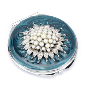 <span class=keywords><strong>Miroir</strong></span> compact époxy en strass de haute qualité avec LOGO personnalisé pour femme <span class=keywords><strong>miroir</strong></span> de poche maquillage de voyage OEM ODM - Product Image 5