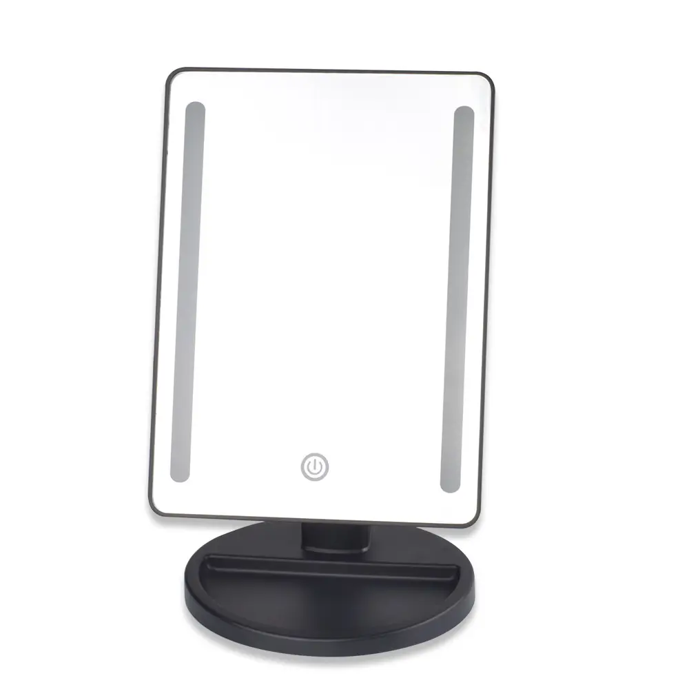 360 Degree Rotation Vanity Makeup Mirror for Desk with Bamboo Stand,Portable Square Tabletop Mirror for Make Up