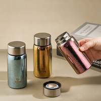 Cangkir Kopi Titanium Murni Tekstur Es Multi Warna Mini, Botol Air Titanium Kecil Portabel untuk Dibawa di Saku