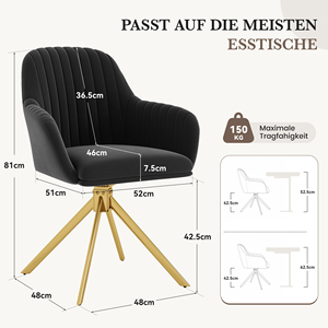 Silla de Comedor Moderna Ecológica Tapizada en Terciopelo con Respaldo Acanalado y Patas de Metal Dorado para Hogar, Oficina y Bodega - Product Image 2