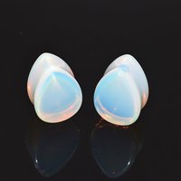 YICAI Bijou de piercing en pierre naturelle : Plug d'oreille, Dilatateur d'oreille, Améthystes violettes, Opale goutte d'eau simple, Onyx noir pour Femmes et Hommes
