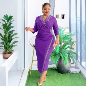 Abiti da Festa Oversize con Strass per <span class=keywords><strong>Donna</strong></span>, Stile Elegante e Alla Moda in Viola - Product Image 2