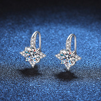 Boucles d'oreilles pendantes unisexes Finestyle de luxe en moissanite 1,0 ct taille brillant, plaqué or blanc 14K sur argent 925, certifiées GRS