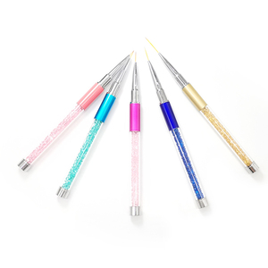 Ensemble de 5 pinceaux à manche métallique pour nail art, poils en nylon, logo personnalisé, pinceaux de précision pour la peinture fine - Product Image 1