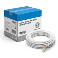 Cable Ethernet Cat6a SFTP de doble blindaje HEADWAY de 10 Gbps, 23AWG, cobre desnudo, LSZH, retardante de llama, cable LAN blanco