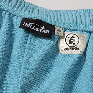 Pantaloncini in Cotone di Alta Qualità, Nuova Tendenza Stile Hip Hop Hell Street Star, Effetto Lavato <span class=keywords><strong>e</strong></span> Distressed con Stampa Fiamma, Tag NFC - Product Image 4