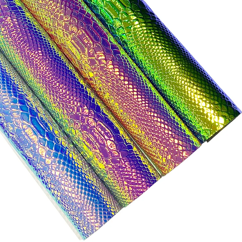 Rouleau de tissu en cuir artificiel PVC, gaufrage peau de serpent colorée pour la fabrication de couverture, de vêtement, de couture et de ceinture, cm