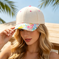 Gorra de Béisbol Personalizada con Logotipo, Diseño Floral, Cierre a Presión, para Mujer, Deportiva, de 6 Paneles, Estructurada, de Algodón