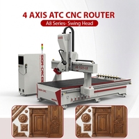Fresadora CNC de 4 Ejes, Máquina de Tallado de Madera 3D, Grabado de Muebles, Corte de Puertas, Cabezal Oscilante