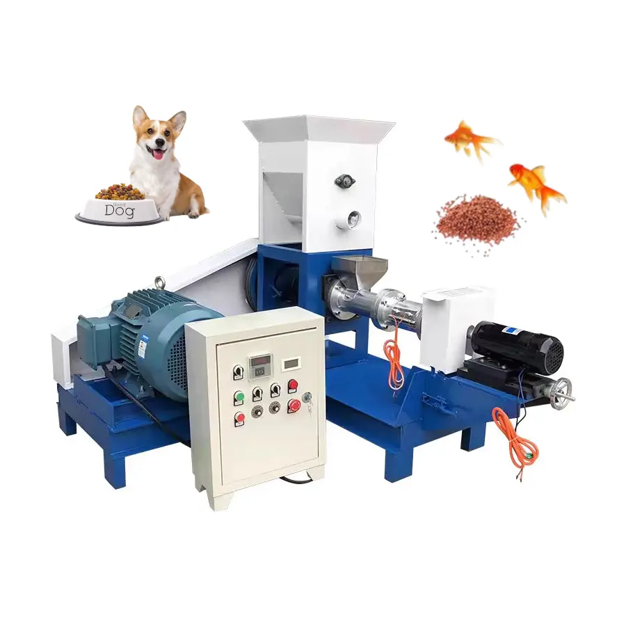 Mesin ekstruder makanan hewan peliharaan otomatis penuh mesin pengolahan makanan/makanan hewan peliharaan ekstrusi kering