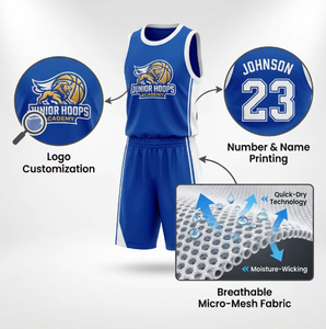 Set Personalizzato di Maglie da Basket <span class=keywords><strong>per</strong></span> Bambini |   2 Pezzi Divisa Sportiva Giovanile ad Asciugatura Rapida |   Tuta da Allenamento Professionale <span class=keywords><strong>per</strong></span> Ragazzi - Product Image 2