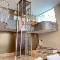 Lift Rumah Hidrolik Ascensor Para Casa 2 4 Lantai, Lift Kaca untuk Rumah Villa Hunian, Kapasitas 6 Orang