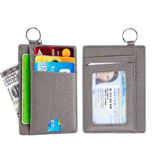 Dompet kulit Pria & Wanita, dompet minimalis ramping, dompet saku depan, tempat kartu kredit pemblokir RFID untuk Pria & Wanita