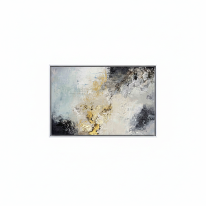 Gray and Gold Abstract Plaster Art: Modern Printed <b>Canvas</b> Wall Hanging,WHITE <b>FRAMED</b> <b>CANVAS</b> - Product Image 2