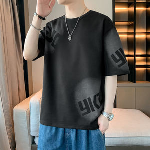 T-shirt homme en soie glacée à manches courtes, nouvelle collection été 2025, coupe ample, séchage rapide, grande taille, respirant et confortable - Product Image 2