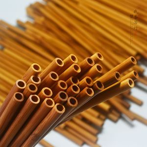 Natural <b>Bamboo</b> <b>Straws</b> Deep Carbonization Solid Color Disposable For Drinking Water Juice Beverages Coffee Chongqing Origin ZX 03 - Product Image 1