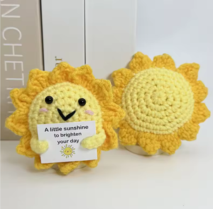 Ornement de bureau tendance, poupée en <span class=keywords><strong>crochet</strong></span> faite à la main, soleil, soutien émotionnel, soleil/terre, jouets en peluche en laine <span class=keywords><strong>crochet</strong></span> soleil et terre - Product Image 4