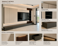 Meuble mural TV de luxe, meuble multimédia moderne, console TV encastrée sur mesure pour salon