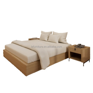 Hotel Guest Room Set King Bed with Panel Headboard Symmetric Nightstand Floating Bed Base For 3 Star Hotel Bedroom Furniture - Product Image 3