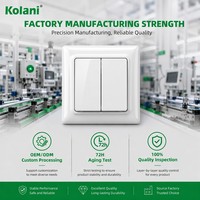 Sakelar Dinding Kolani Standar EU 84x84mm 2G 2W, Sakelar Tombol Ganda 16AX 250V Putih Gloss PC untuk Kontrol Lampu Dalam Ruangan Multi-zona