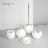 Ensemble de salle de bain moderne en polyrésine blanche, 5 pièces, porte-brosse WC, accessoires, décoration, ensemble de savon de luxe Wesmo
