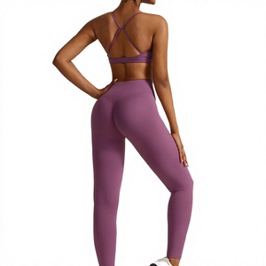 Quick Dry Lightweight Women's Sport <b>Bra</b> and Yoga Set Four Way Stretch High Waist Shorts Custom Front Logo Affordable Activewear - Product Image 1