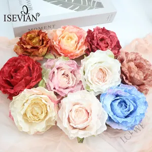 ISEVIAN Großhandel 10 cm Kunstseide Blumen köpfe für Stirnbänder Hüte Corsage DIY Dekor