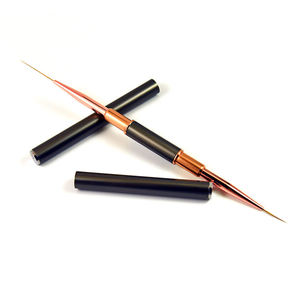 Pinceau à double extrémité pour nail art, ultra fin, personnalisé, poils synthétiques, manche en métal rose gold, pinceau pour dessin d'ongles - Product Image 3