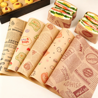 Kertas Pembungkus Burger Sandwich Anti Minyak Food Grade 5 Lapis, 30gsm 40gsm 45gsm, Cetak Logo Kustom